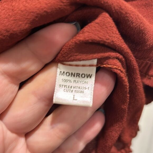 NWT Monrow Brown/Rust off the Shoulder Blouse, Size Large - Picture 7 of 8